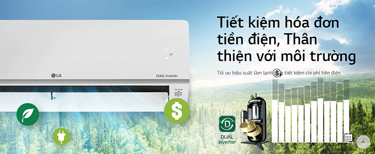 Điều hòa LG Inverter 9000 BTU 1 chiều V10APIUV gas R-32 3 điều hòa LG V10APIUV
