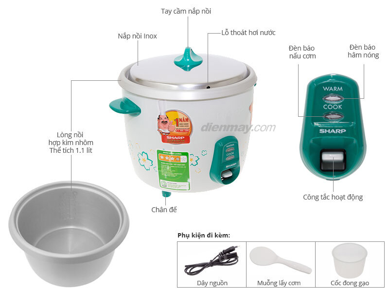 Nồi cơm điện Sharp 1.1 lít KSH-211V