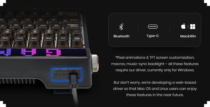 Bàn phím Machenike KT84-B84W Smart Screen Tri-mode 9