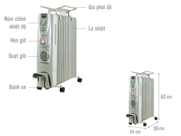 Máy sưởi dầu Hokyto HK-1300T Máy sưởi dầu Hokyto HK-1300T