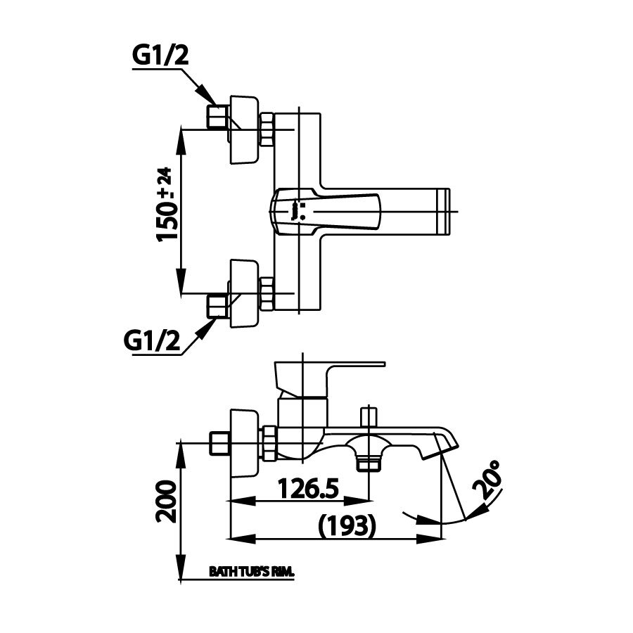 Bản vẽ kỹ thuật củ sen tắm nóng lạnh COTTO CT2206A