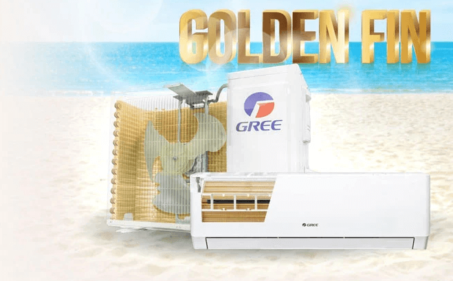 Dàn tản nhiệt của điều hòa Gree COSMO12CN được làm bằng đồng nguyên chất với các cánh tản nhiệt phủ một lớp chống ăn mòn Golden Fin
