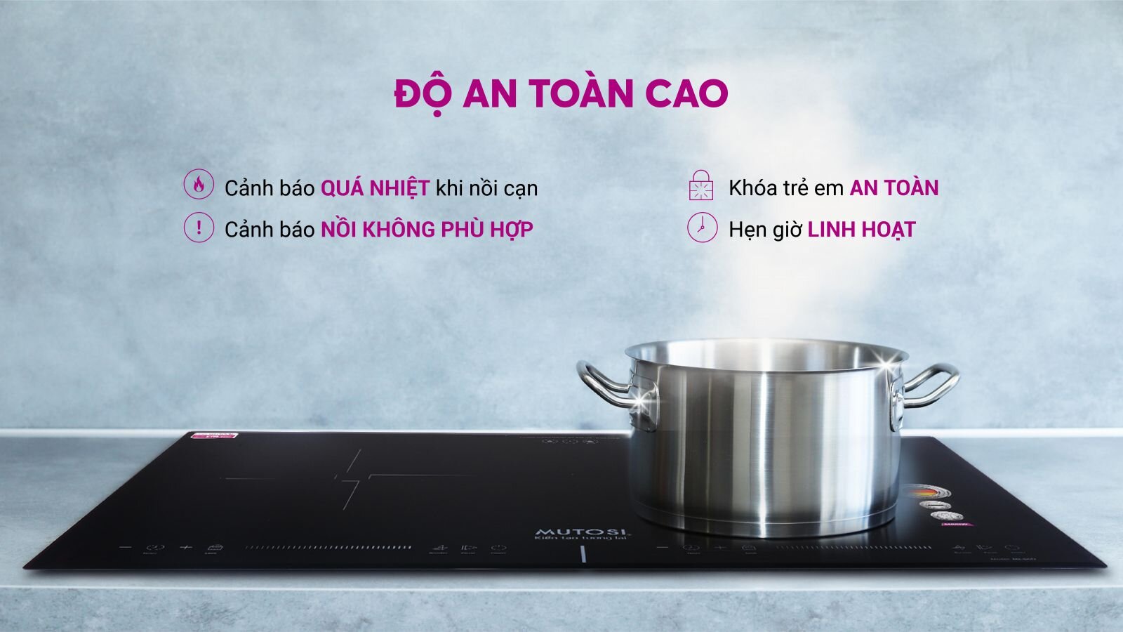 Bếp từ Mutosi MI-86D có tính an toàn cao