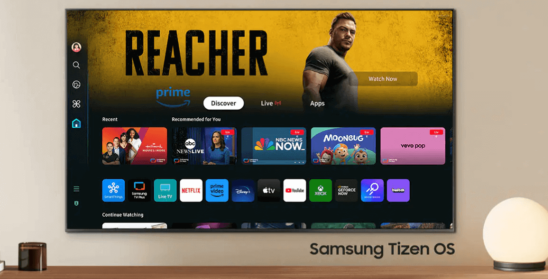 Tivi Samsung 4K Crystal UHD 98 inch UA98DU9000KXXV sử dụng hệ điều hành Tizen OS