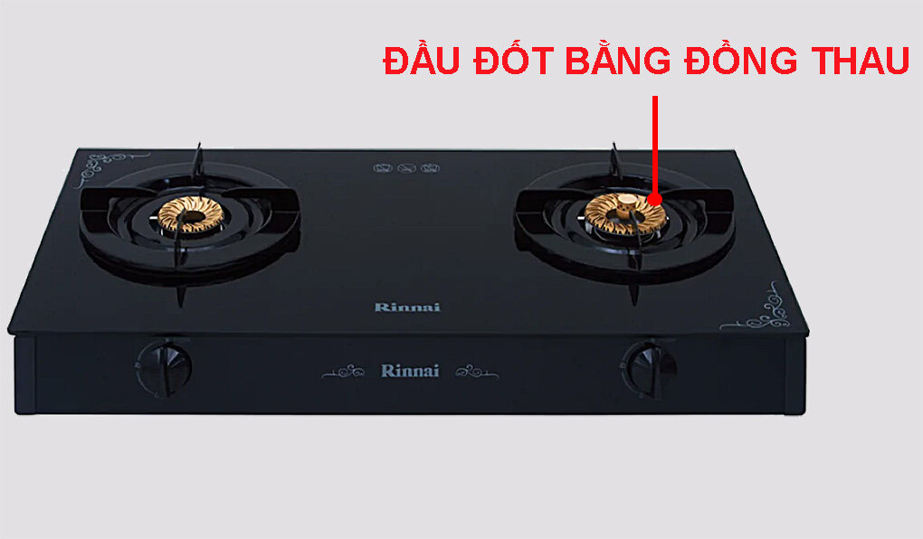 Bếp gas Rinnai RV-7Double Glass(A) có đầu đốt bằng đồng thau