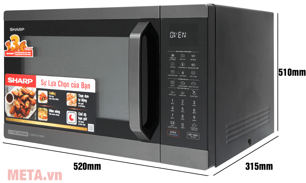 Lò vi sóng có nướng đối lưu Sharp R-C932XVN-BST (32 lít)
