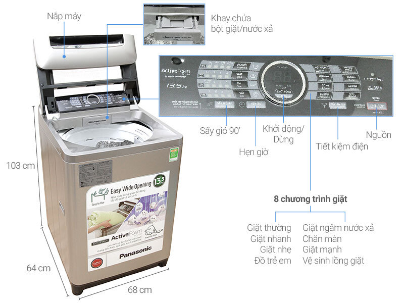 Máy giặt Panasonic 13.5 kg NA-F135X1SRV Máy giặt Panasonic 13.5 kg NA-F135X1SRV