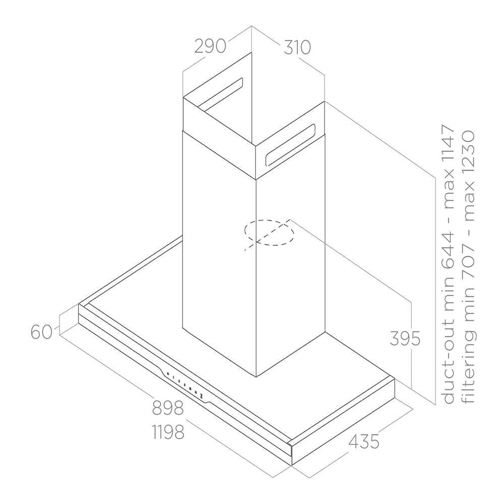 Bản vẽ kỹ thuật máy hút mùi áp tường ELICA METEORITE