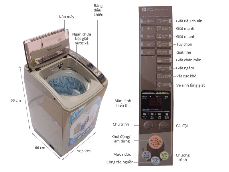 Máy giặt Sanyo 9kg ASW-DQ900ZT