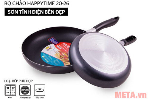 Cặp chảo trơn chống dính Happy Time 20cm và 26cm Cặp chảo trơn chống dính Happy Time 20cm và 26cm