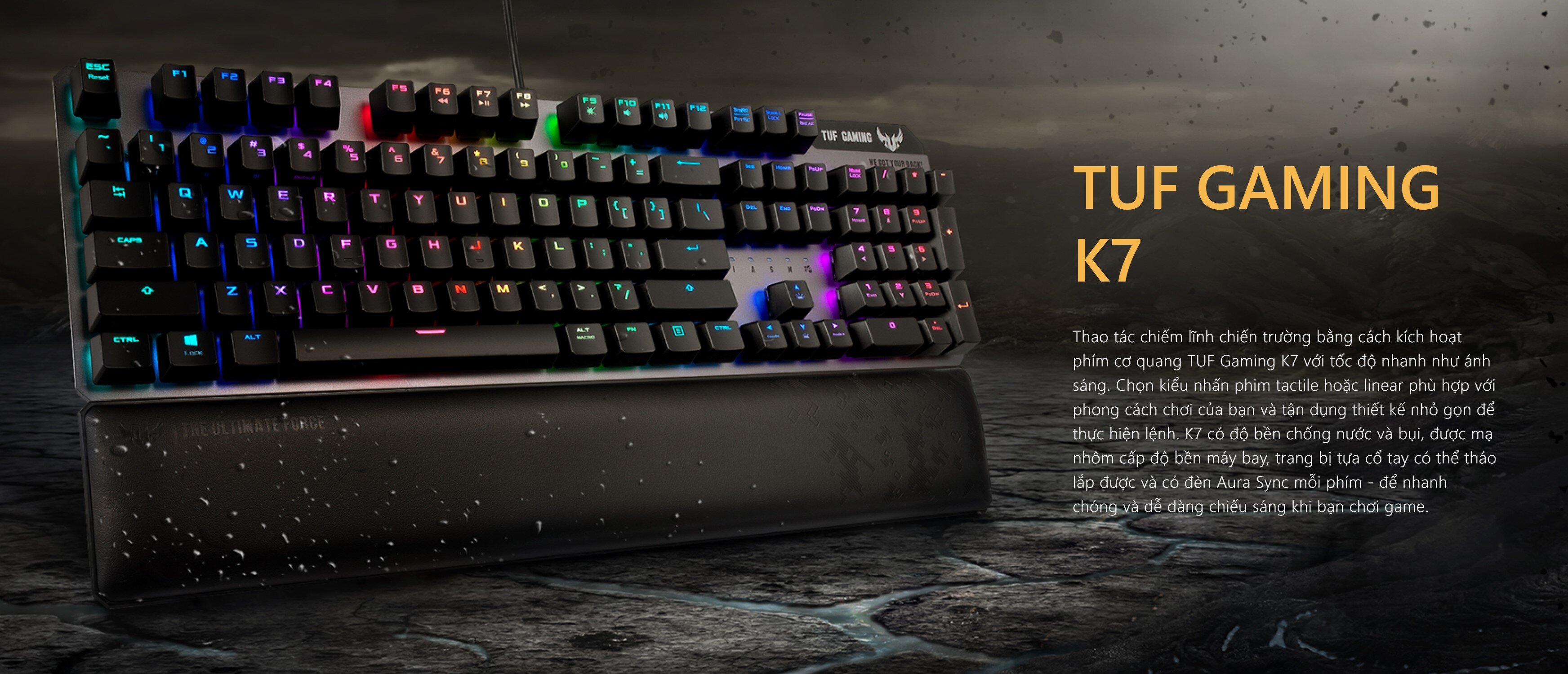 Bàn Phím ASUS TUF Gaming K7 (USB/RGB/Linear Swicth RA03) 90MP0191-B0JA00