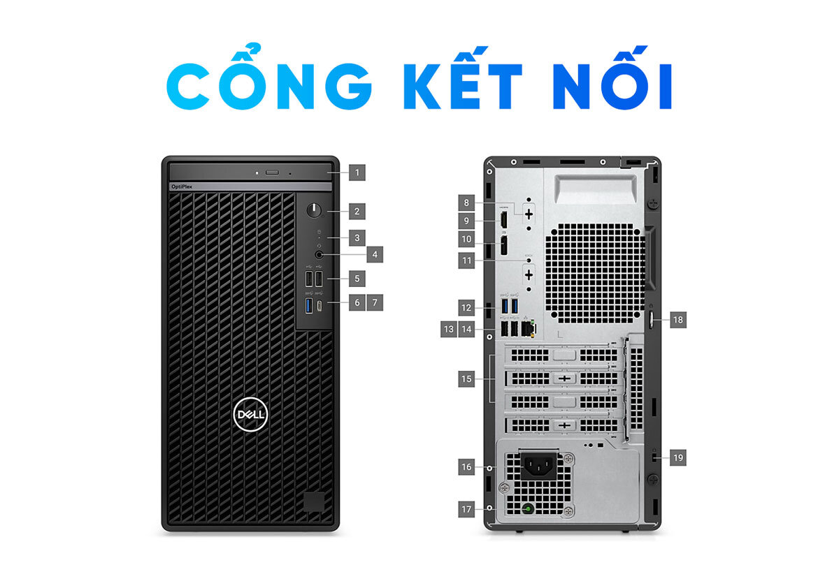 Cổng kết nối của Máy tính đồng bộ Dell Optiplex 7020 Tower 42OT702001