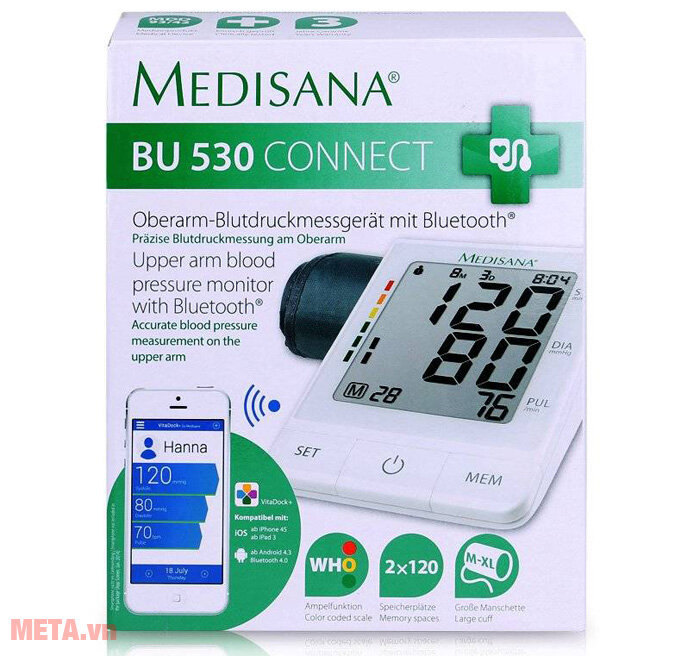 Máy đo huyết áp bắp tay Bluetooth Medisana BU 530