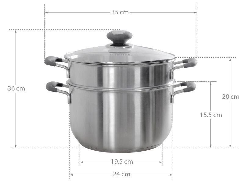 Bộ nồi xửng đáy từ 24 cm Fivestar ST24-SLC Bộ nồi xửng đáy từ 24 cm Fivestar ST24-SLC
