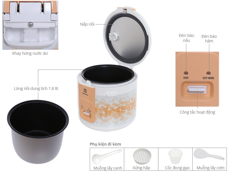Nồi cơm điện Electrolux ERC3105 1.8 lít