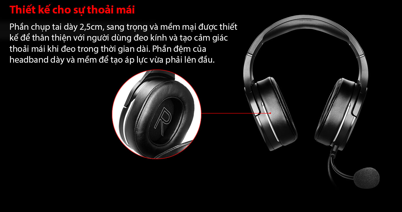 Tai nghe gaming có dây MSI Immerse GH20 (màu đen) 3