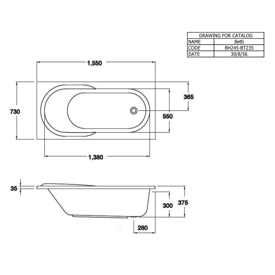 Bản vẽ kỹ thuật bồn tắm COTTO BH245PP(H) xây bệ có tay vịn