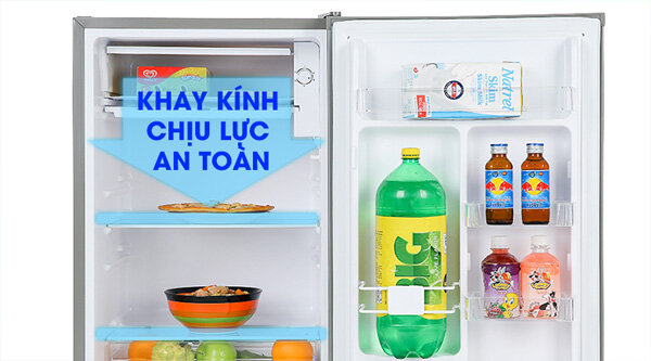 Khay kính chịu lực bền bỉ. Tủ lạnh mini Beko 93 lít RS9051P