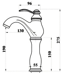 Bản vẽ kỹ thuật vòi lavabo Kanly GCA09