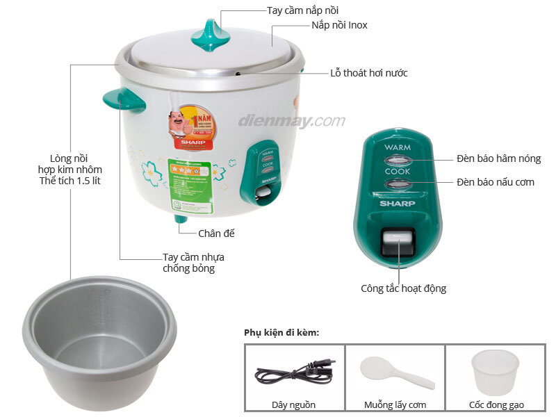 Nồi cơm điện Sharp KSH-215V 1.5 lít Nồi cơm điện Sharp KSH-215V 1.5 lít