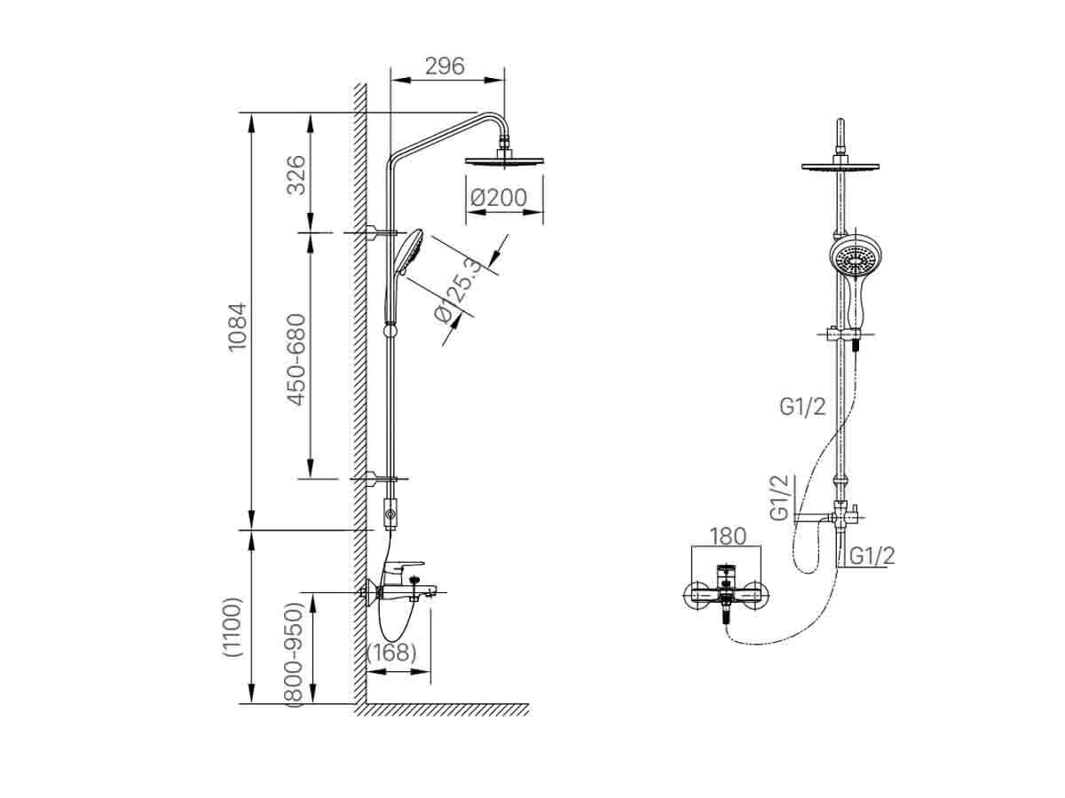 Bản vẽ kỹ thuật của Sen cây INAX BFV-1205S