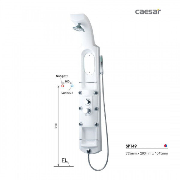 Bản vẽ kỹ thuật của vòi sen tắm đứng nóng lạnh CAESAR SP149