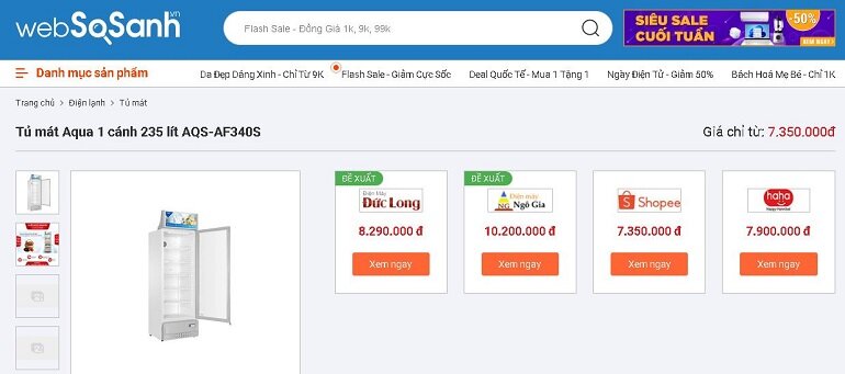 tủ mát 1 cánh Aqua AQS-AF340S