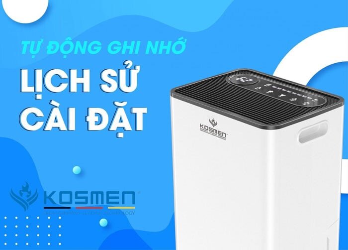 Máy hút ẩm Kosmen KM-60S có chức năng ghi nhớ cài đặt
