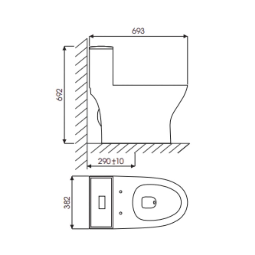 Bản vẽ kỹ thuật bồn cầu 1 khối Everest Thiên Thanh CK79