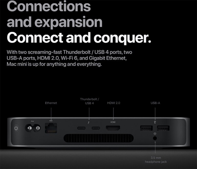 Máy tính Apple Mac mini 2020 M1 MGNT3SA/A - 8‑core CPU and 8‑core GPU, 8GB RAM, 512GB SSD, 1.4 inch