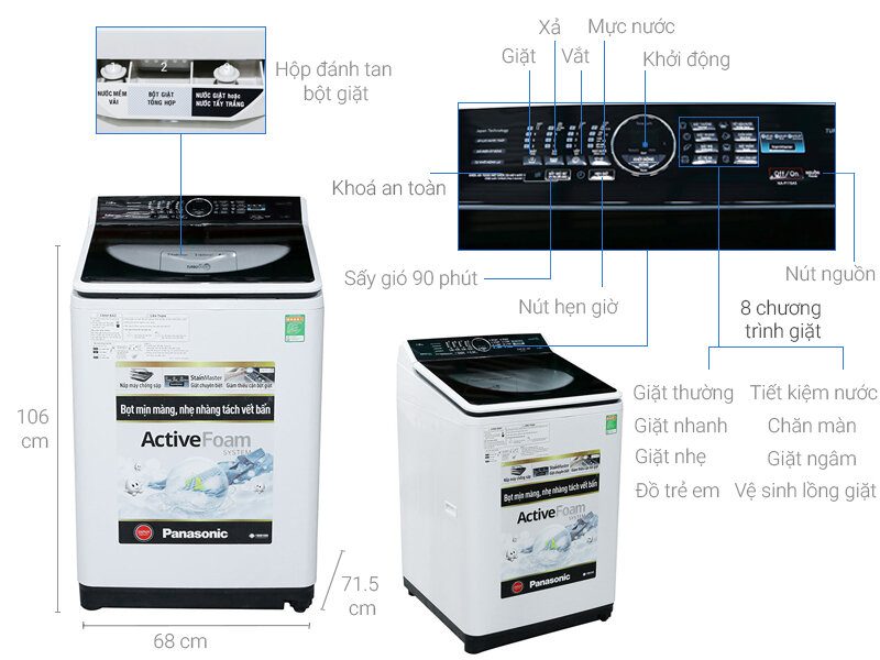 Máy giặt Panasonic 11.5 kg NA-F115A5WRV Máy giặt Panasonic 11.5 kg NA-F115A5WRV