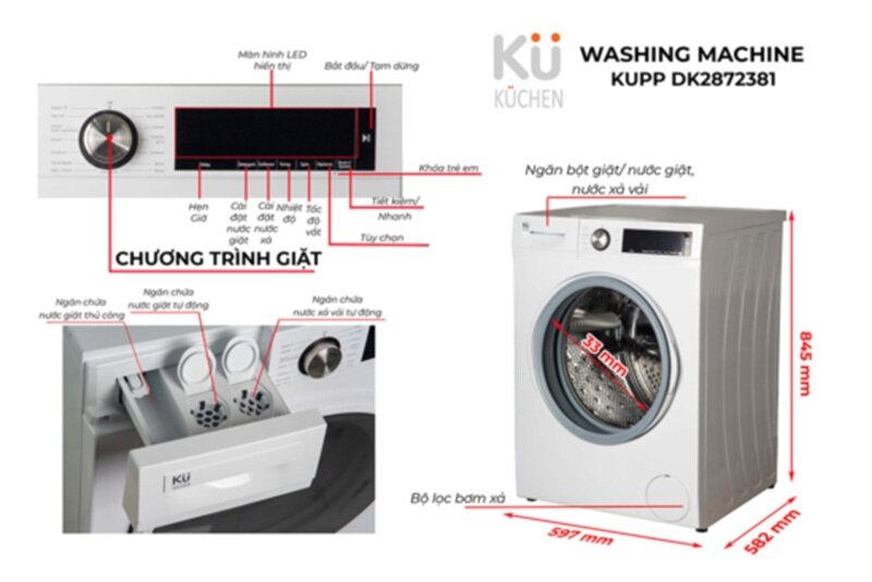 Máy giặt Kuchen 9kg KU DK2872381