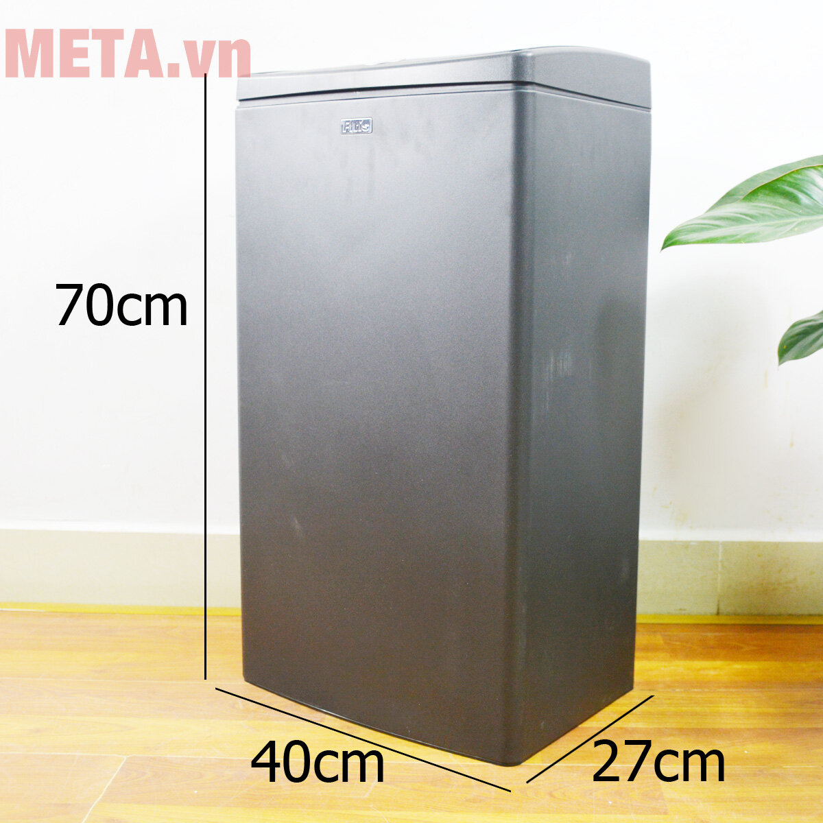 Thùng rác inox nhấn vuông lớn Fitis Mega STL2-903 - 40 lít (đen)