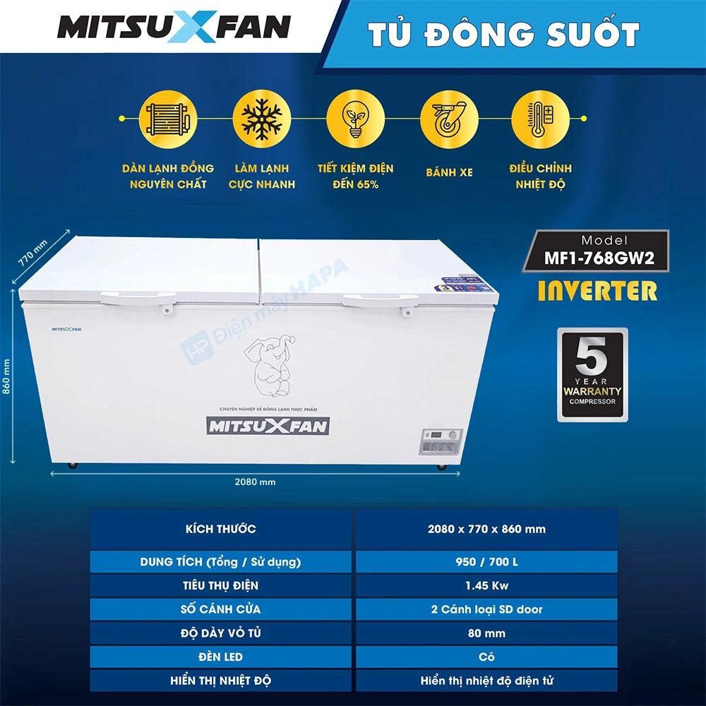Tủ đông Mitsuxfan inverter 1 ngăn 700 lít MF1-768GW2