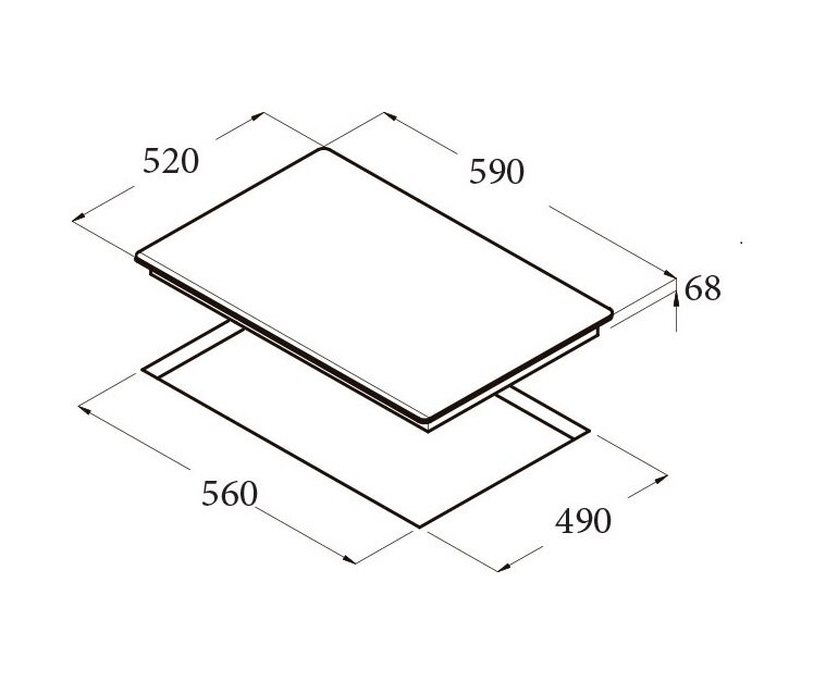 Kích thước bếp từ âm 3 vùng nấu Cata I 603 B/A