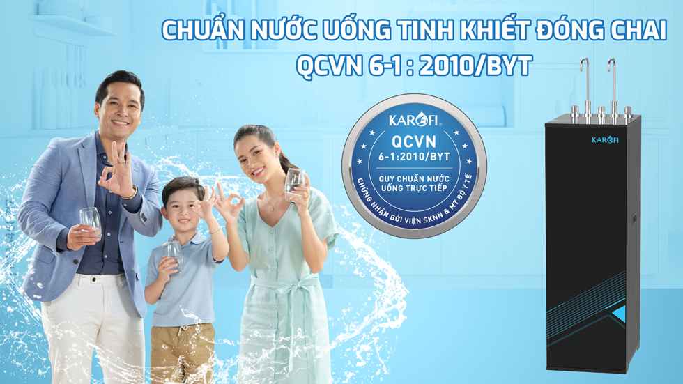 Nước sau lọc từ máy lọc nước RO nóng lạnh Karofi KAD-L68 có thể uống trực tiếp