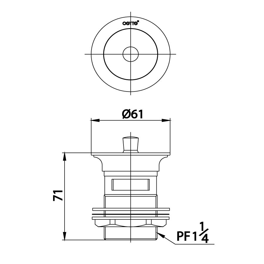 Bản vẽ kỹ thuật bộ xả nhấn COTTO CT6062(HM)