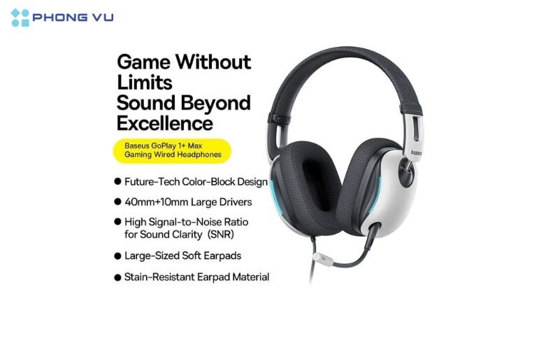 Driver 40mm mạnh mẽ, dải tần 20Hz - 20kHz tái tạo âm thanh chân thực, giúp game thủ cảm nhận rõ từng chi tiết