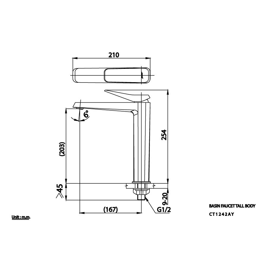 Bản vẽ kỹ thuật vòi lavabo lạnh COTTO CT1242AY