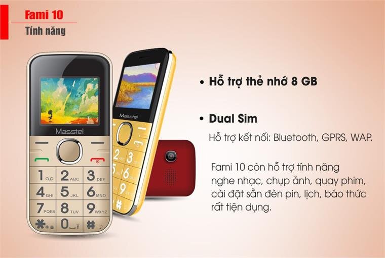 Điện thoại Masstel Fami 10 Gold