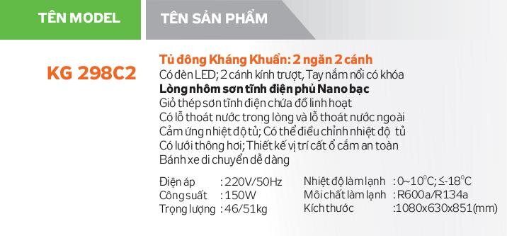 Tủ đông Kangaroo KG 298C2 - 298L, 2 ngăn đông và mát