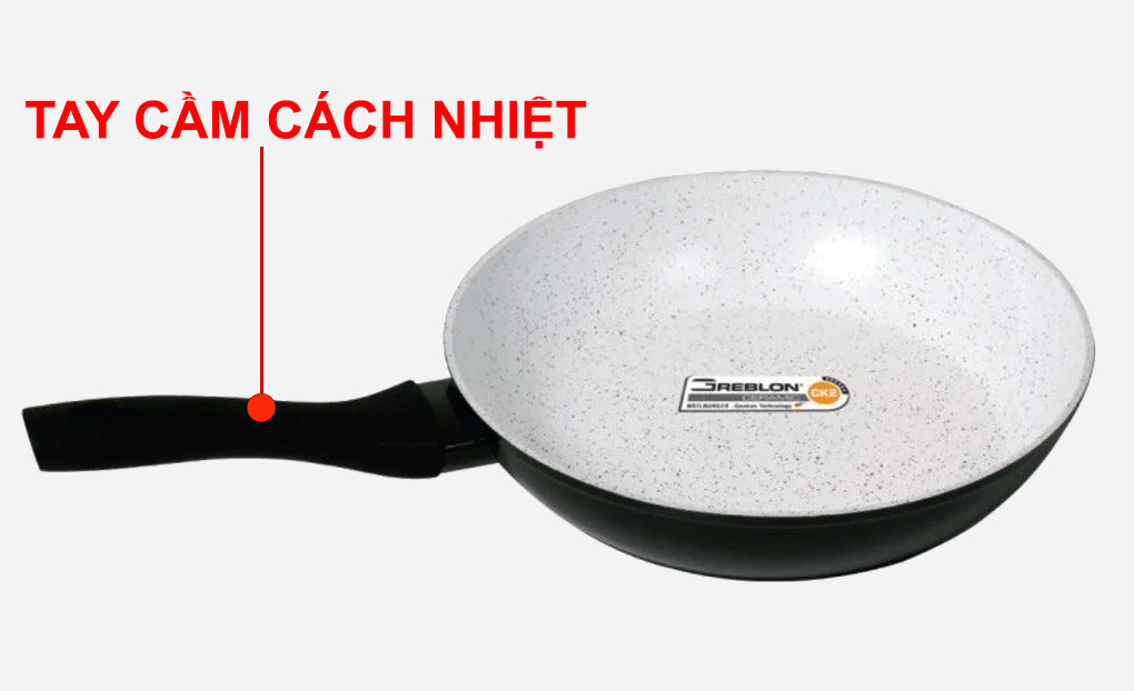Tay cầm của chảo Rapido đáy chấm RP26-RD2 cách nhiệt tốt