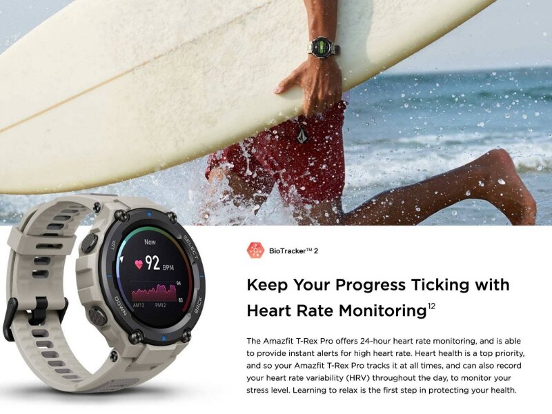 Huami Amazfit T-Rex Pro  theo dõi sức khỏe