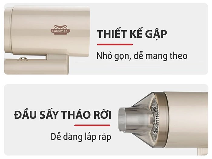 Máy sấy tóc Ladomax HA-6118 có thể gấp gọn Máy sấy tóc Ladomax HA-6118