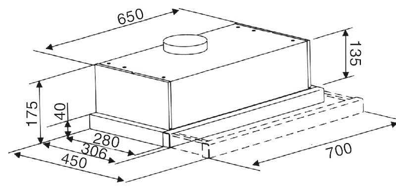 Kích thước lắp đặt máy hút mùi Kaff KF-TL7001W