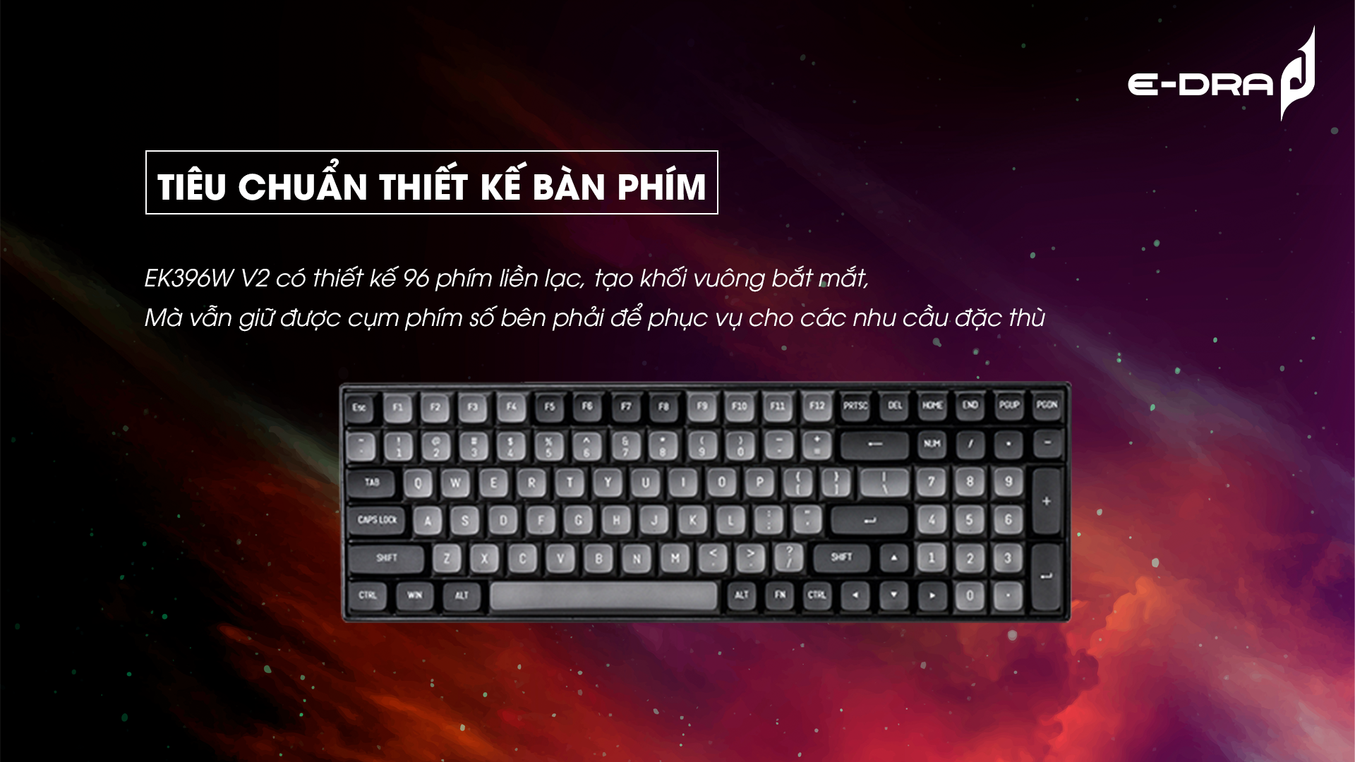 Bàn phím cơ không dây Edra EK396W V2 (USBC/PBT/Bluetooth/3mode)