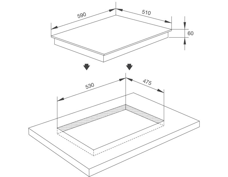 Kích thước bếp từ Malloca MH-03I N