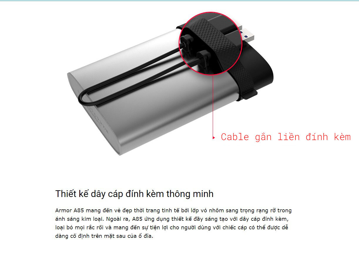 Ổ cứng di động SILICON POWER Armor A85 Bạc USB 3.2 Gen1