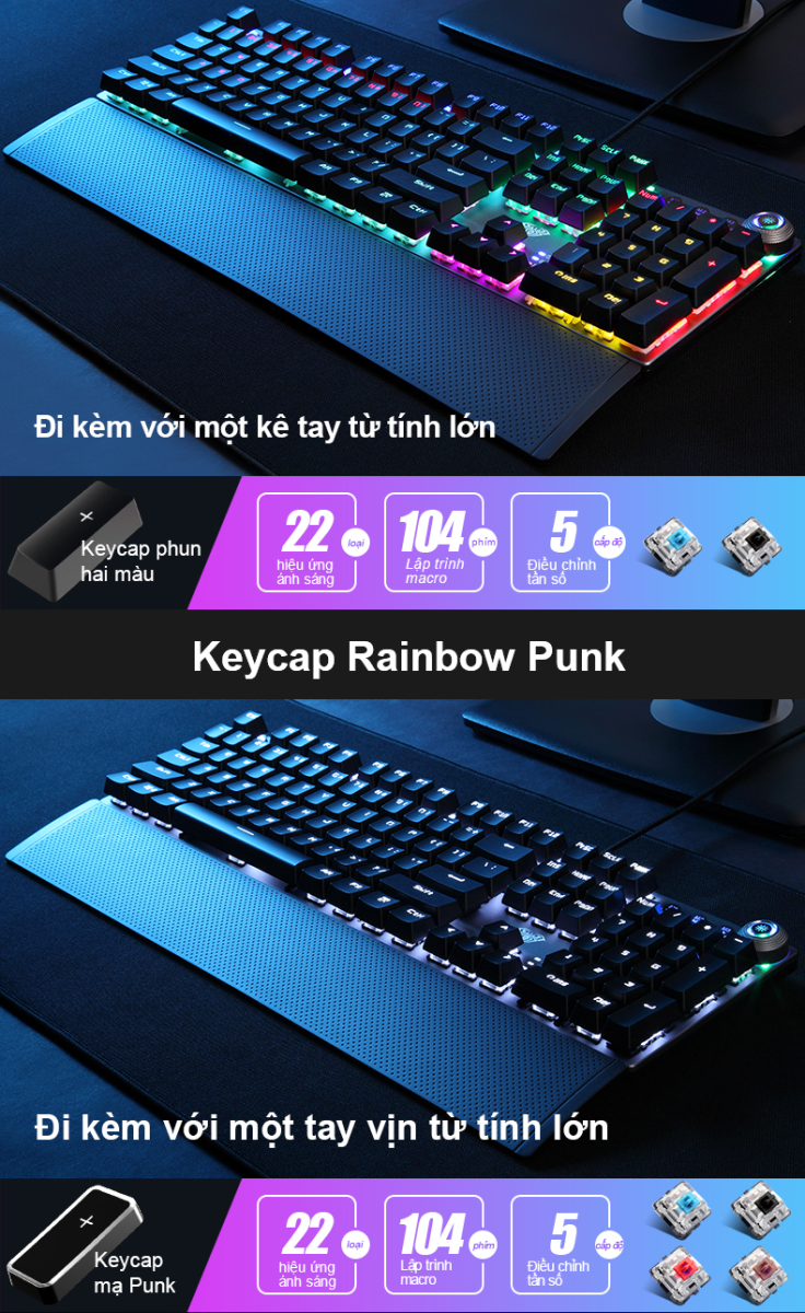 Bàn phím cơ gaming AULA F2058 Màu đen 3