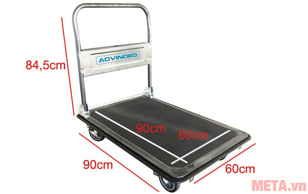 Xe đẩy hàng 4 bánh sàn thép phủ nhám ADVINDEQ HT-320